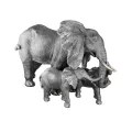 Famille 3 Eléphants Noir-Argent-Doré