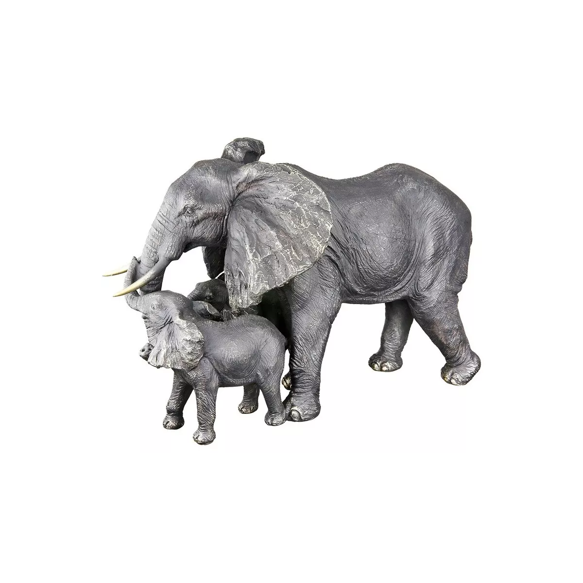 Famille 3 Eléphants Noir-Argent-Doré