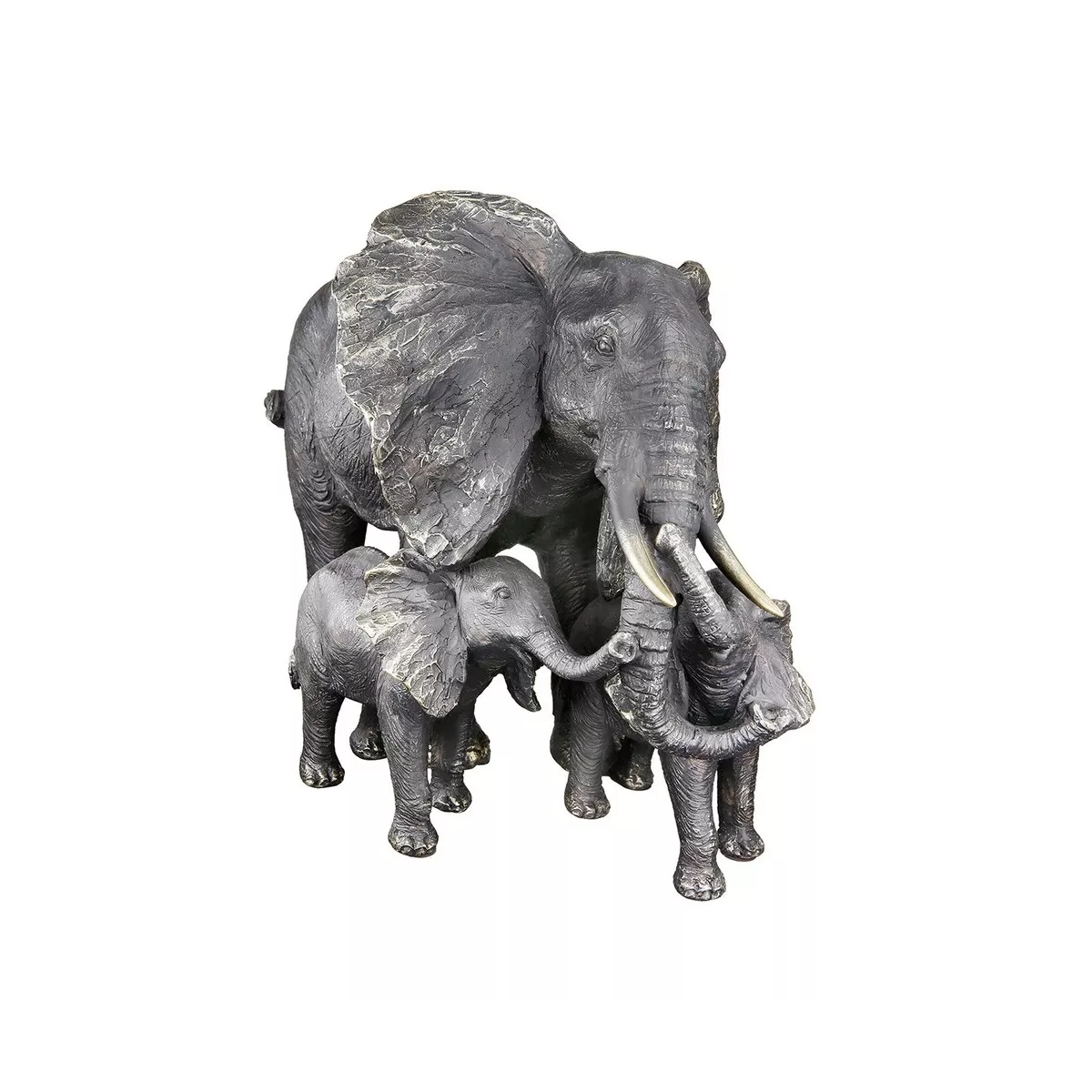 Famille 3 Eléphants Noir-Argent-Doré