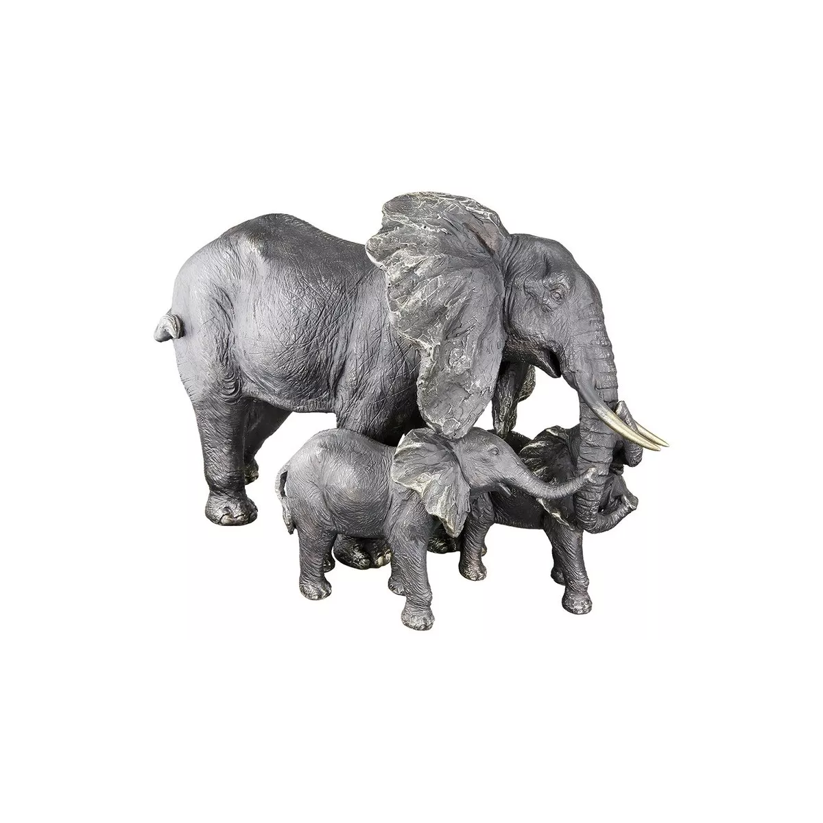 Famille 3 Eléphants Noir-Argent-Doré