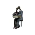 Couple  Métal Assis Avec Chat h24