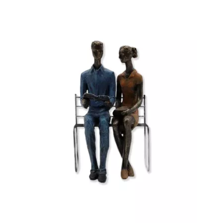 Couple  Métal Assis Avec Livres h24