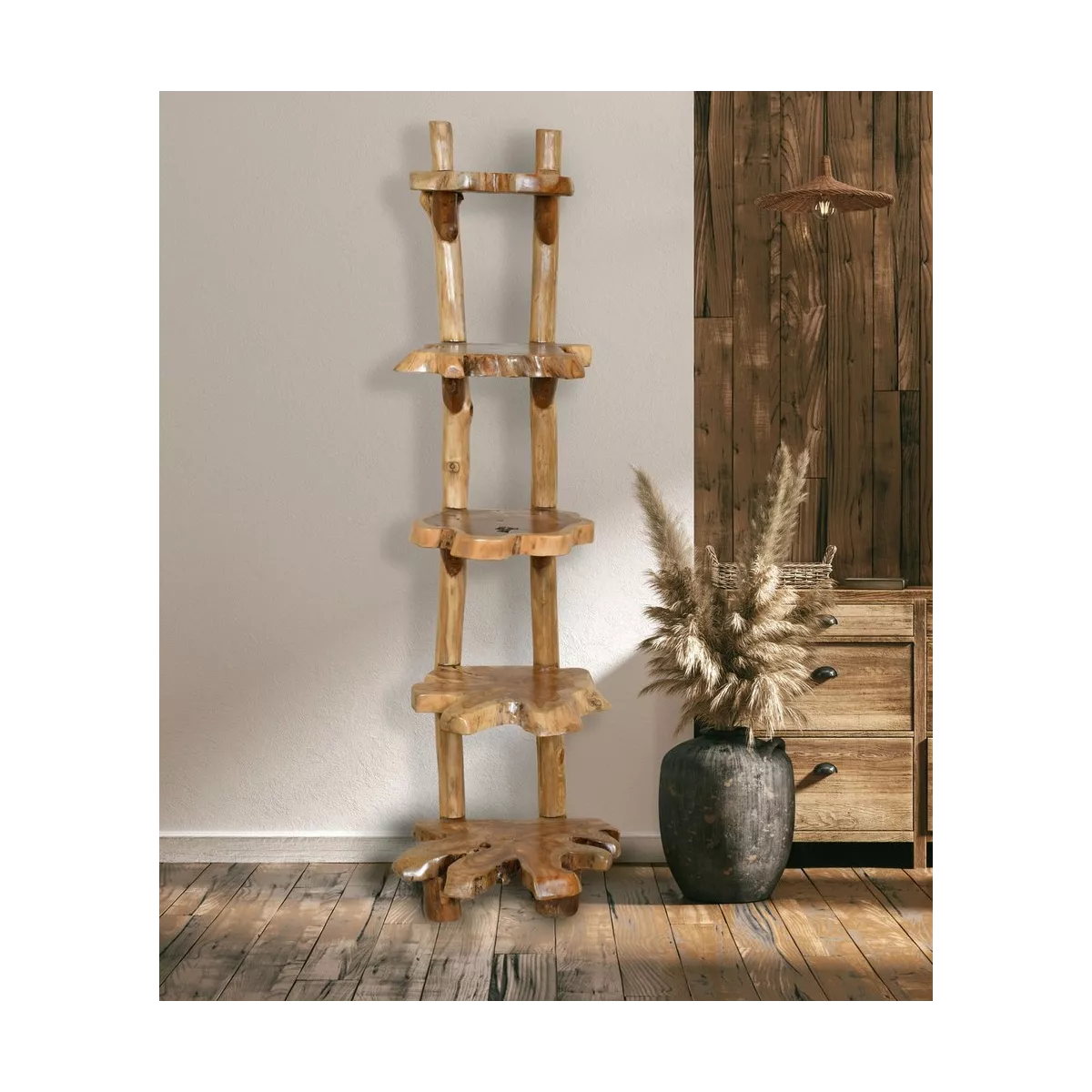 Etagère Teck Massif 5 Niveaux 180cm