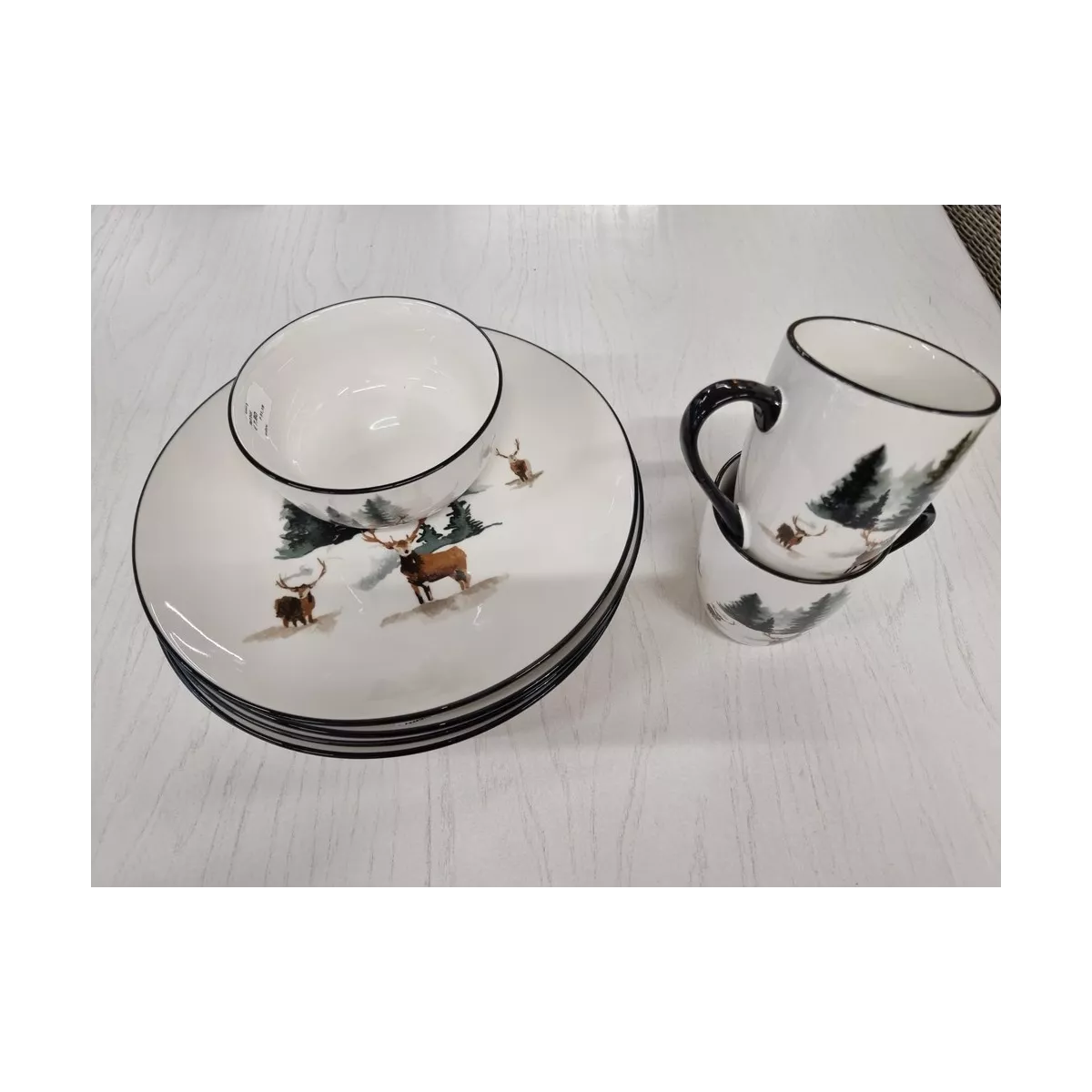 Assiette Cerfs et sapin
