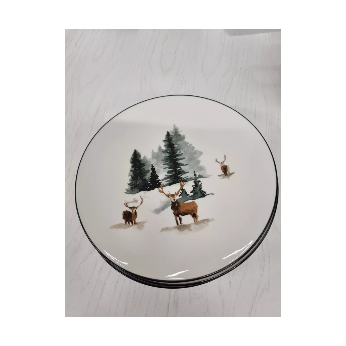 Assiette Cerfs et sapin