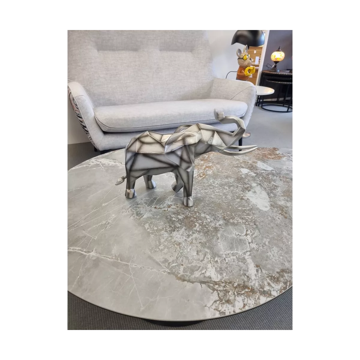 Statue Elephant Gris Origami h30