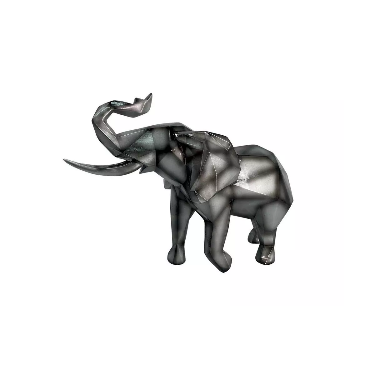 Statue Elephant Gris Origami h30