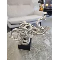 Statue Elephant Argent Abstrait h42