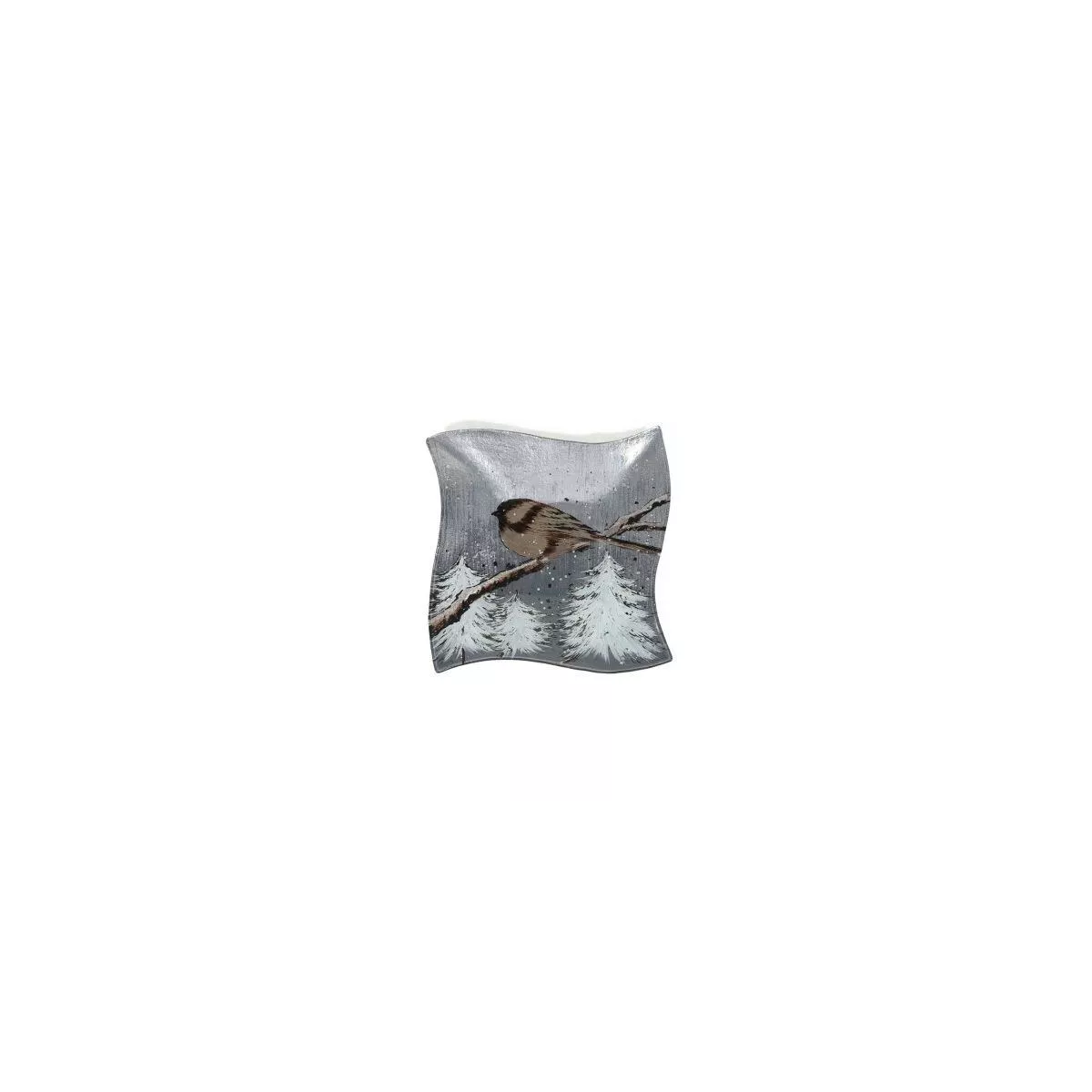 Coupe en verre Carrée Moineau Hiver 30x30
