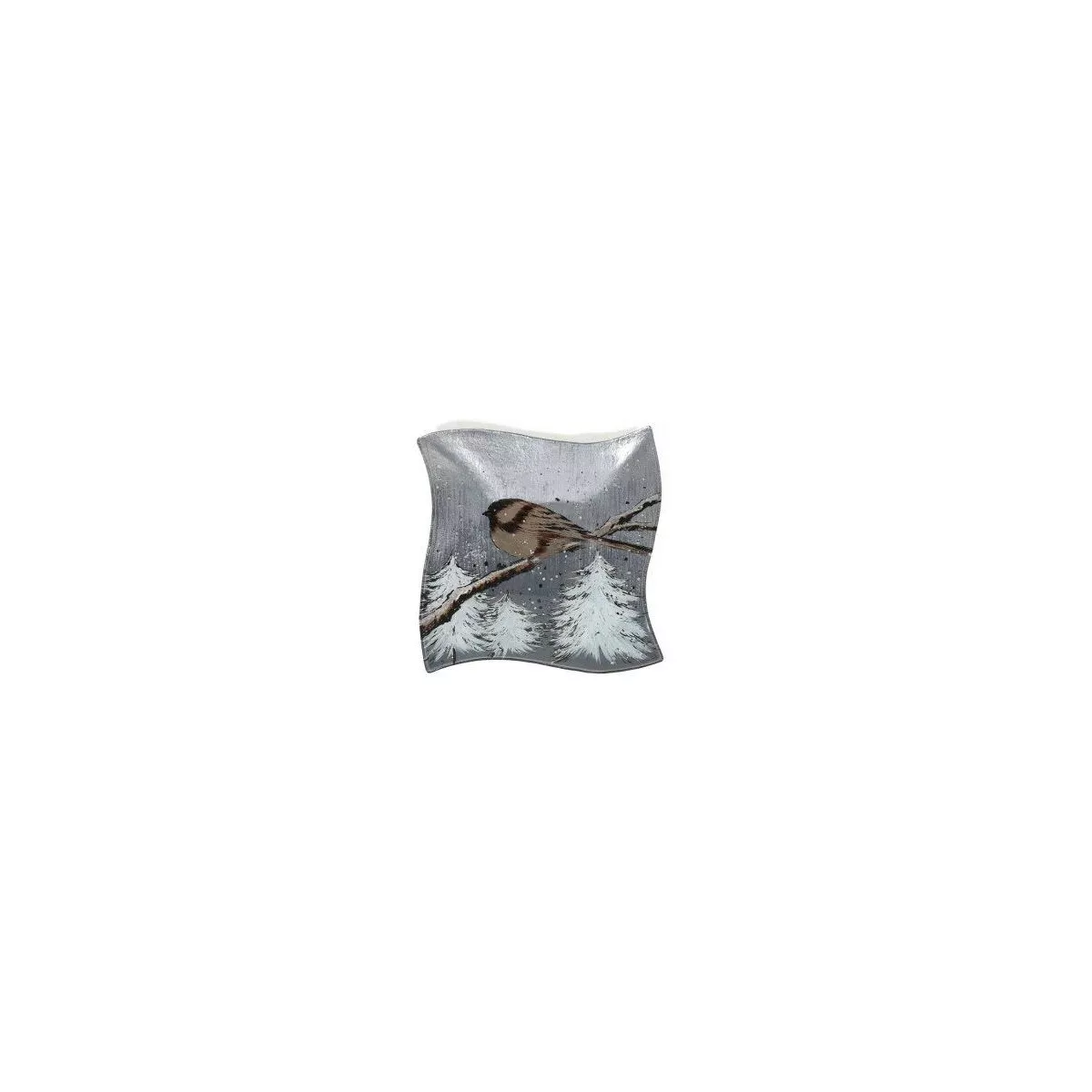 Coupe en verre Carrée Moineau Hiver 30x30