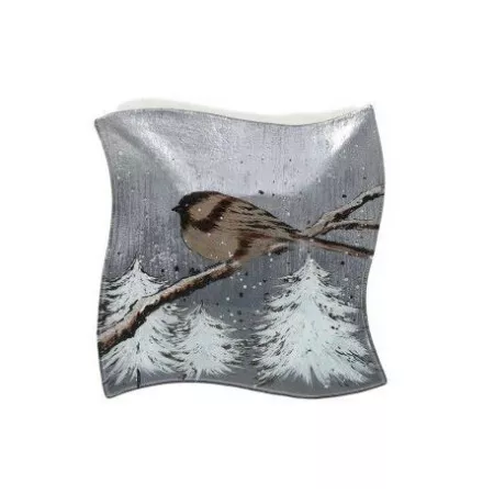 Coupe en verre Carrée Moineau Hiver 30x30