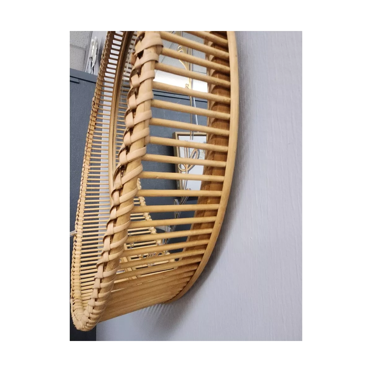 Miroir Shelly Rond Rotin 60x60