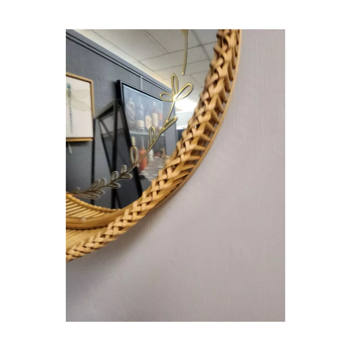 Miroir Shelly Rond Rotin 60x60