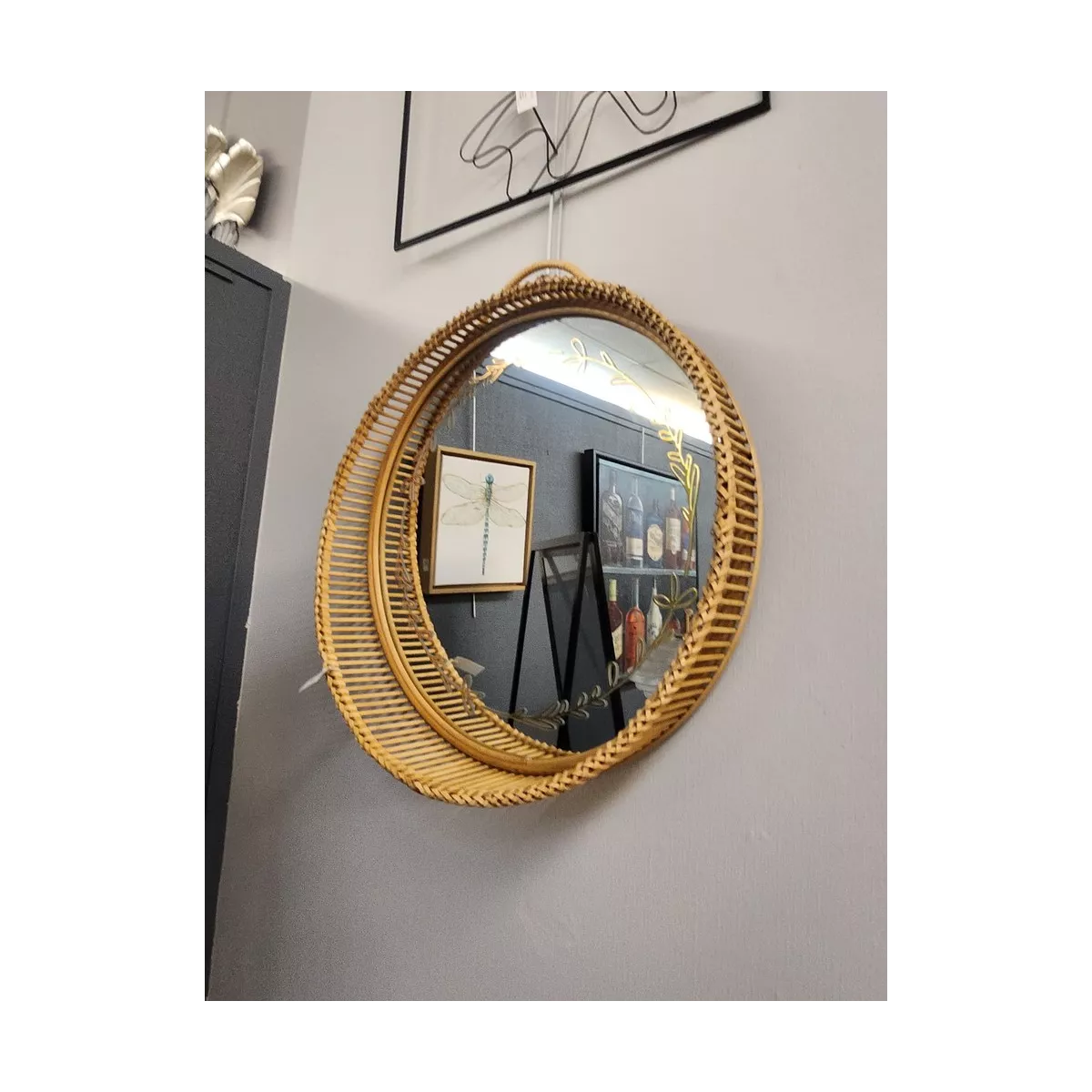 Miroir Shelly Rond Rotin 60x60