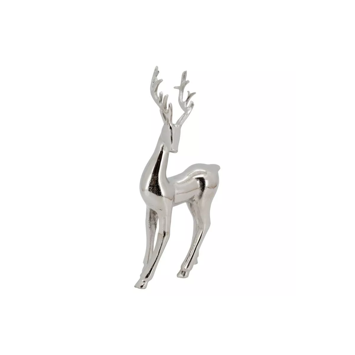 Sculpture Cerf Aluminium Argent h38