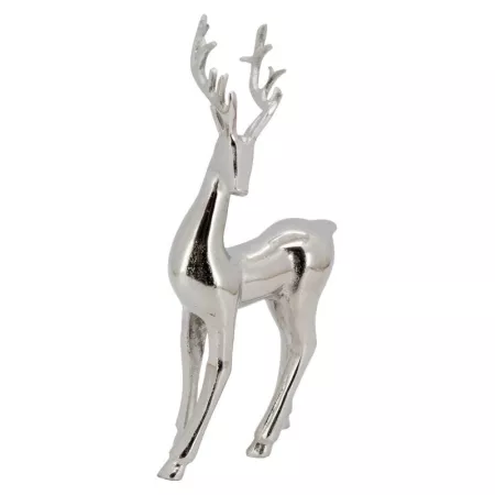 Sculpture Cerf Aluminium Argent h38