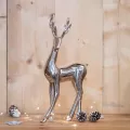 Sculpture Cerf Aluminium Argent h38