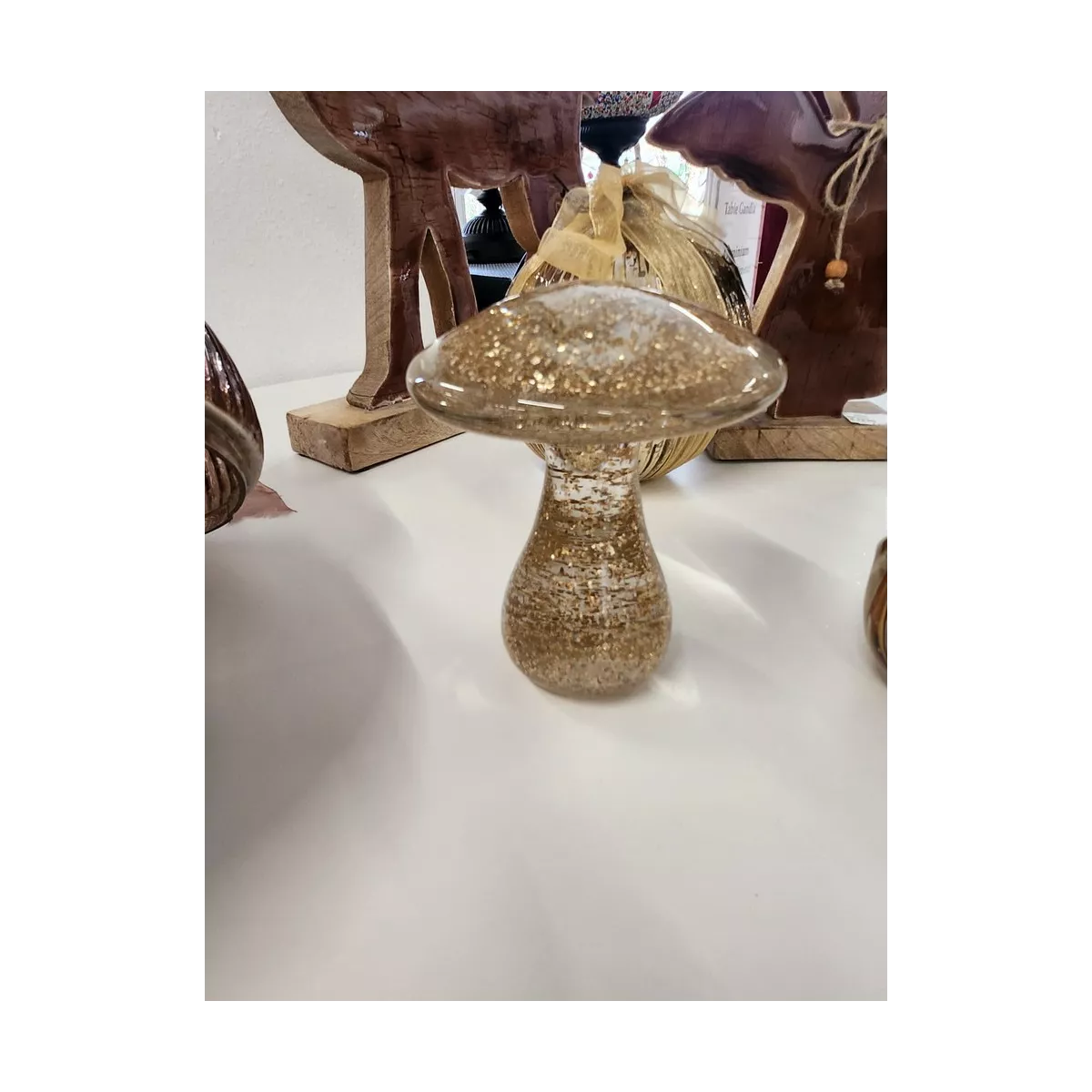 Champignon Doré en pate de verre 12x9