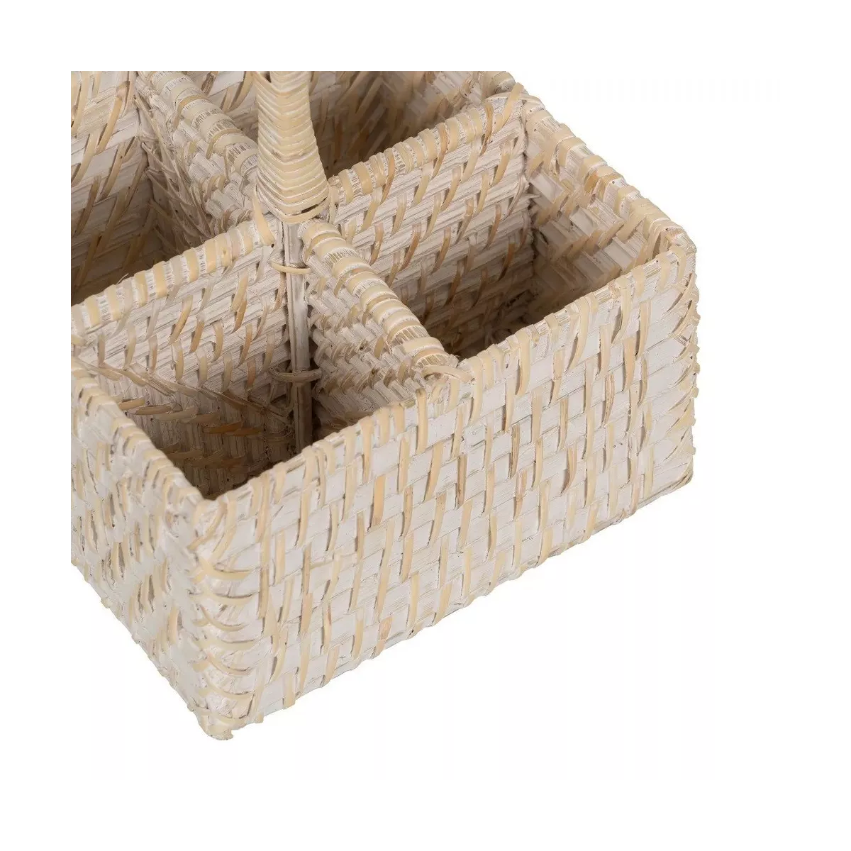 Range Couverts Rotin Blanchi