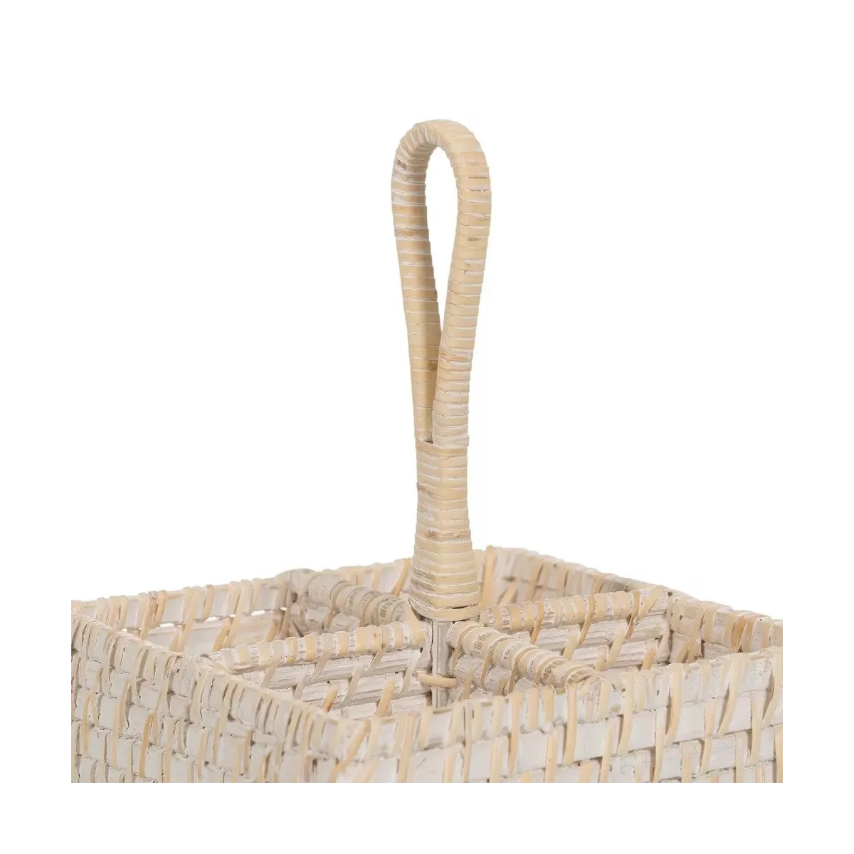 Range Couverts Rotin Blanchi