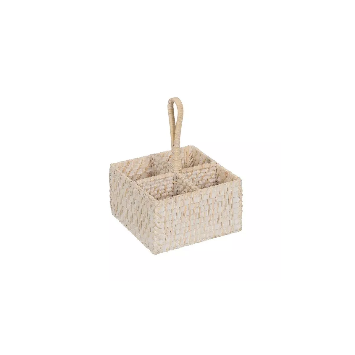 Range Couverts Rotin Blanchi