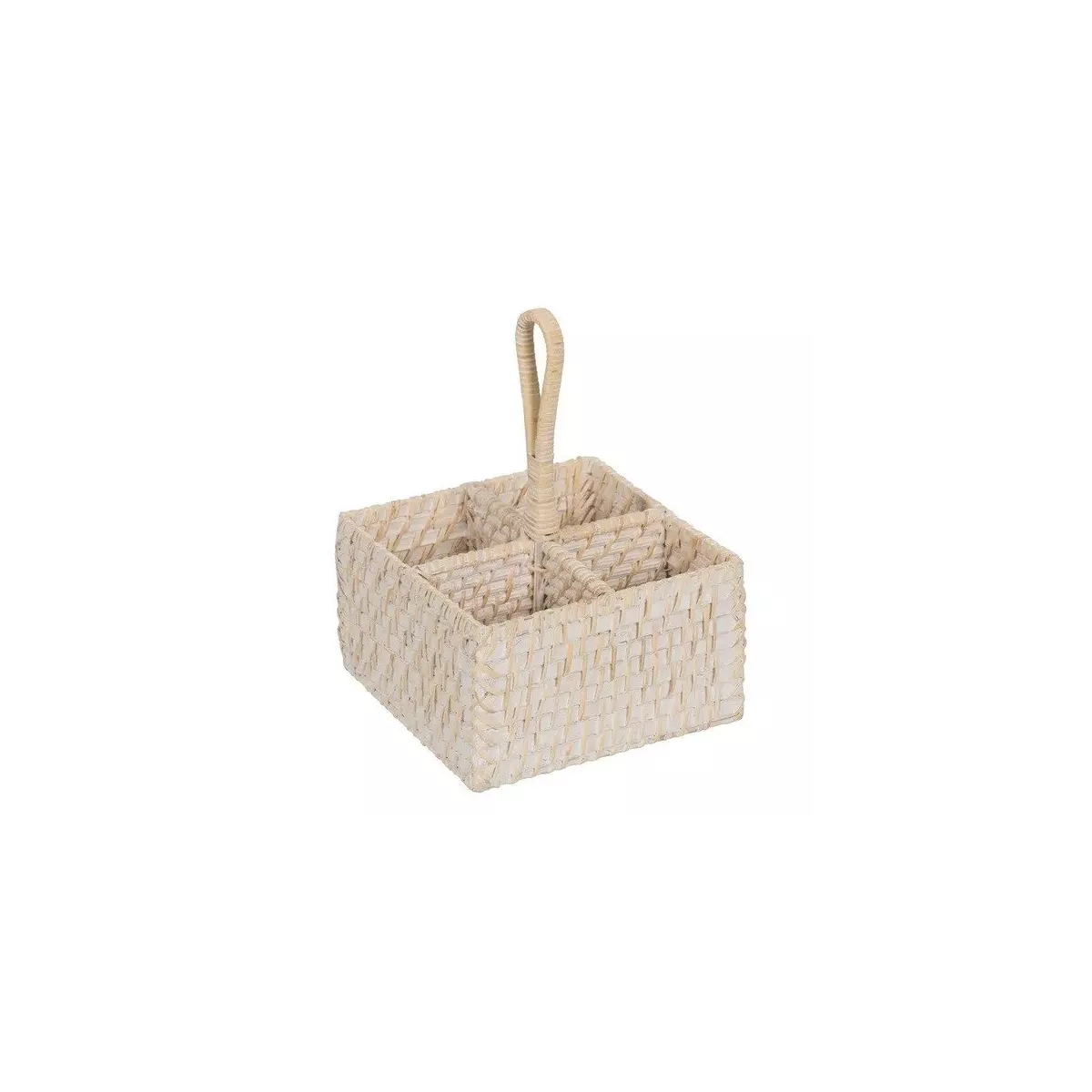 Range Couverts Rotin Blanchi