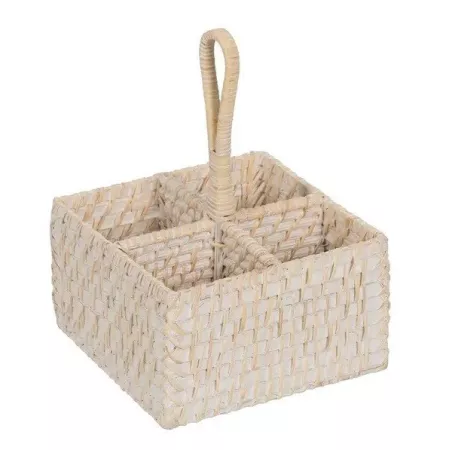 Range Couverts Rotin Blanchi