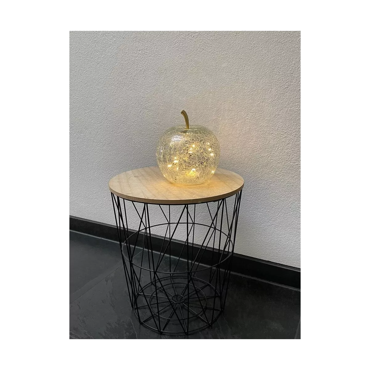 Lampe Led Pomme Argent 16x16