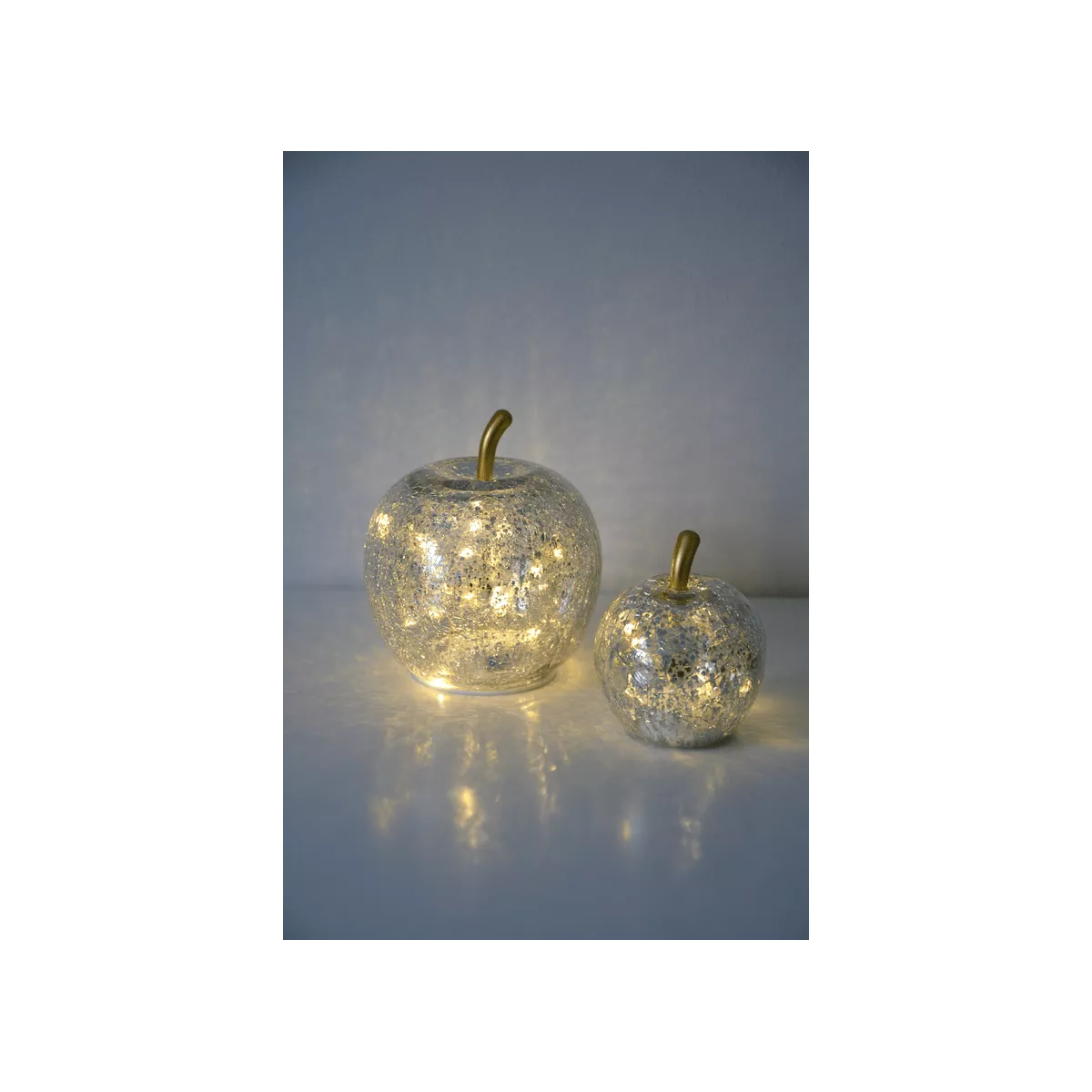 Lampe Led Pomme Argent 16x16