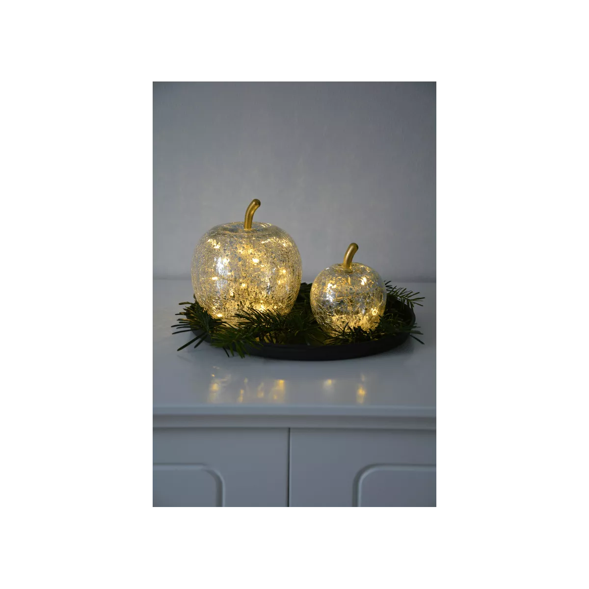 Lampe Led Pomme Argent 16x16