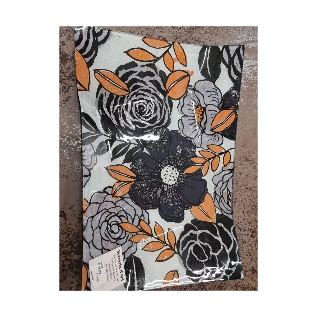 Coupe en verre Rectangulaire Fleurs /Feuilles 35x24