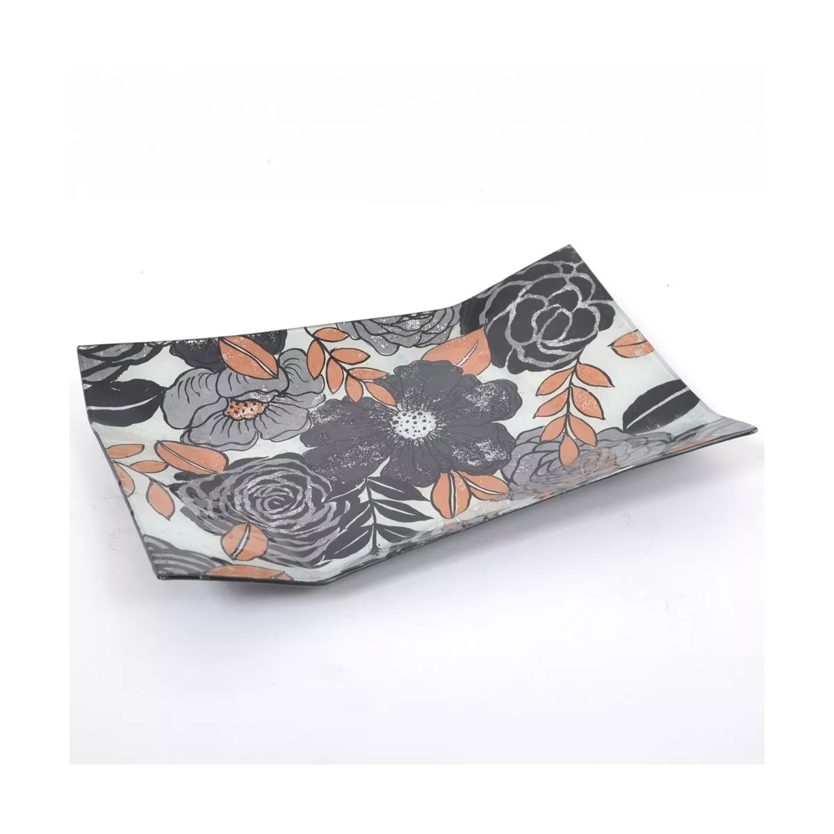 Coupe en verre Rectangulaire Fleurs /Feuilles 35x24