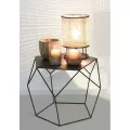 Lampe en rotin et pied en métal noir H.29 cm