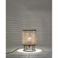 Lampe en rotin et pied en métal noir H.29 cm