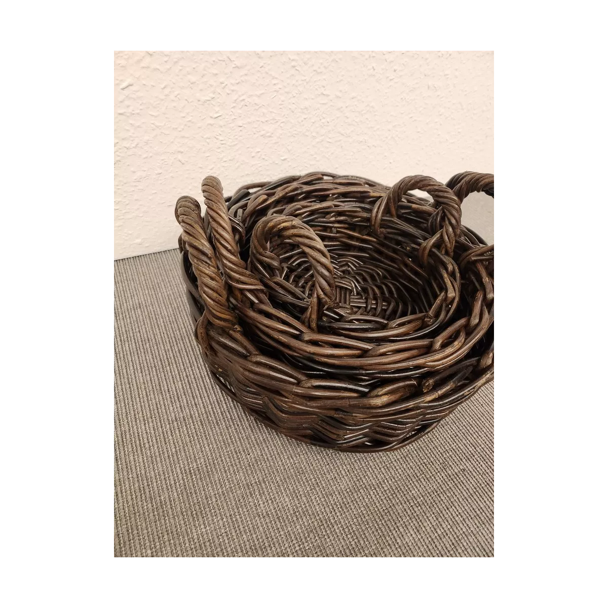 Corbeille Ronde Atlas Rotin Foncé 32x32