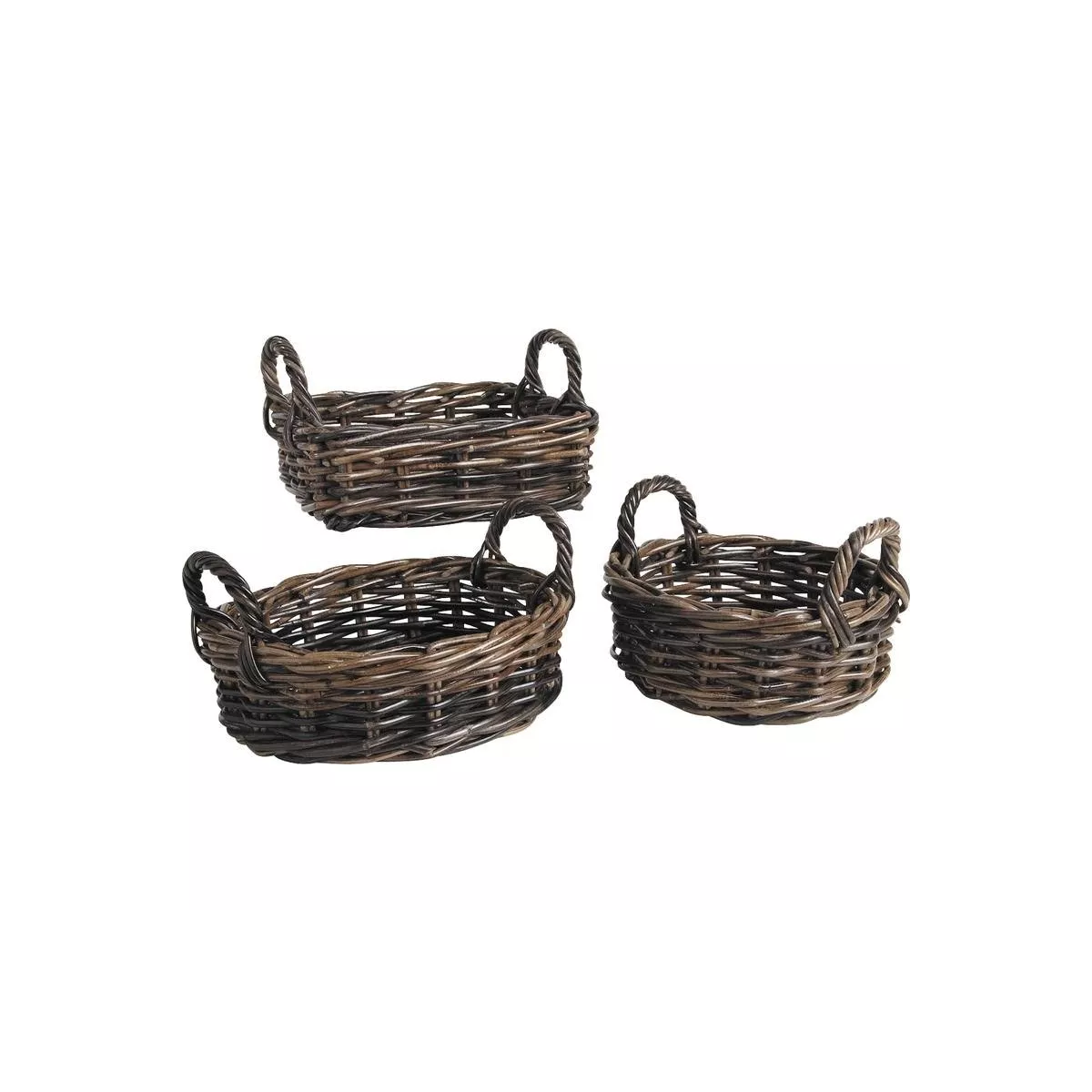 Corbeille Ronde Atlas Rotin Foncé 32x32