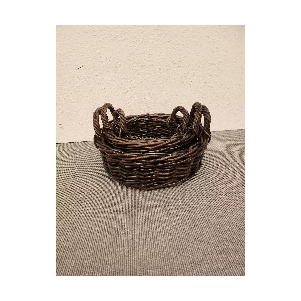 Corbeille Ronde Atlas Rotin Foncé 28x28