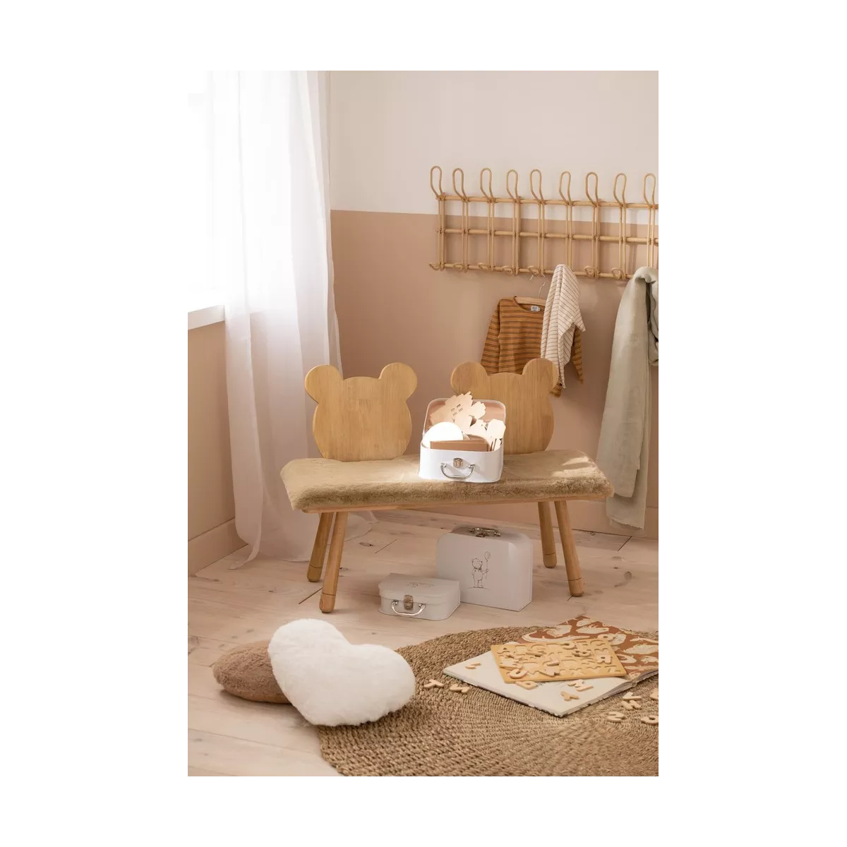 Banquette Enfant Bois Ours 90cm