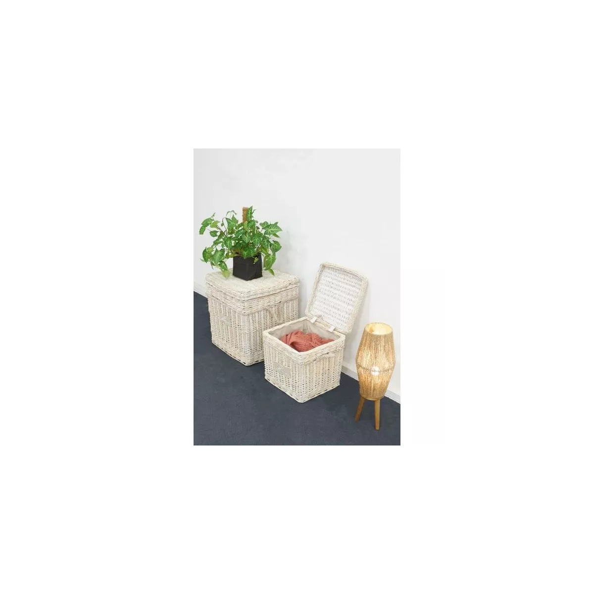 Coffre Osier Rosario Blanchi 35x35