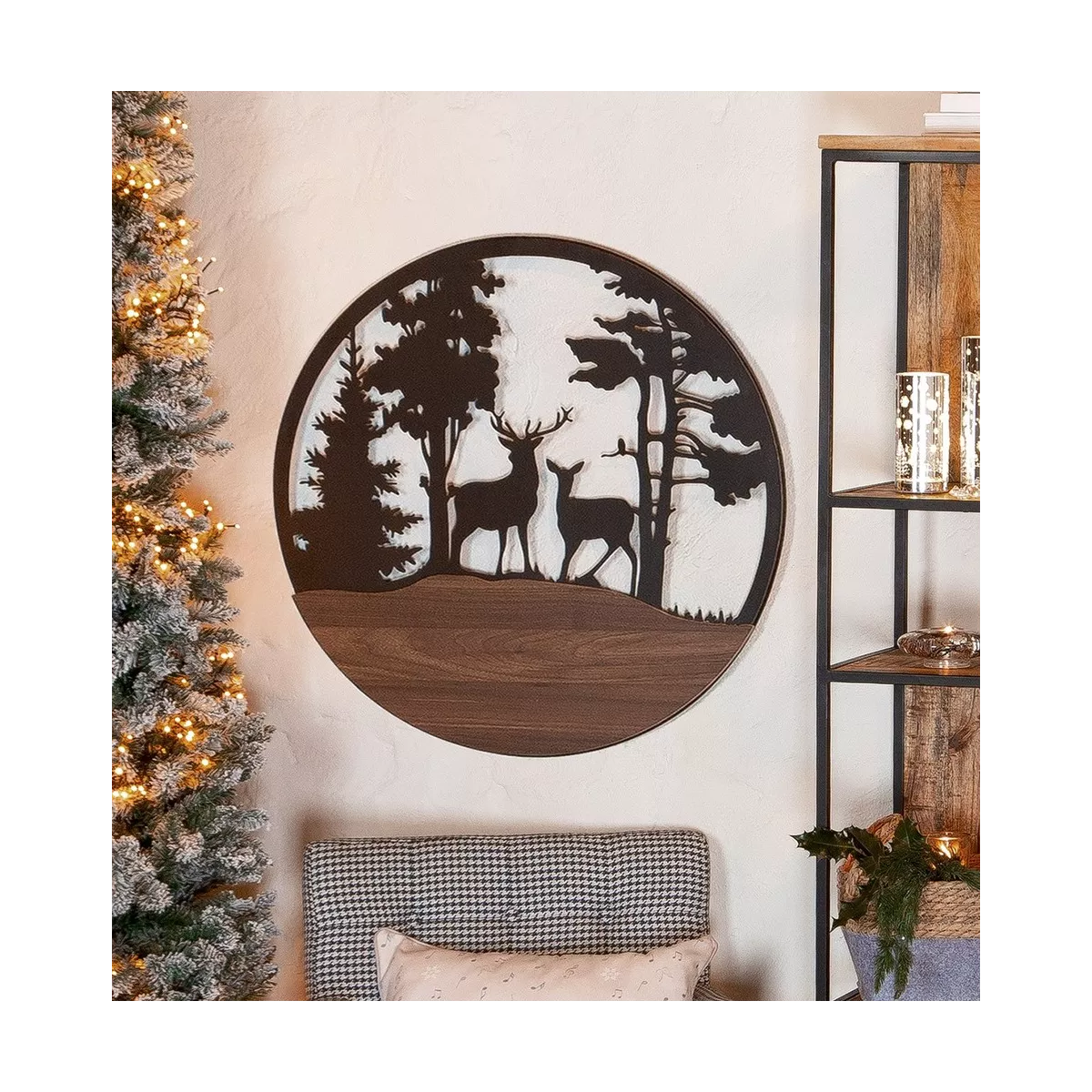 Décoration Murale Cerf dans cercle 60 cm