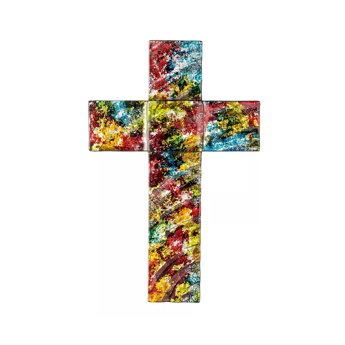 Croix Murale en pate de verre Coloré