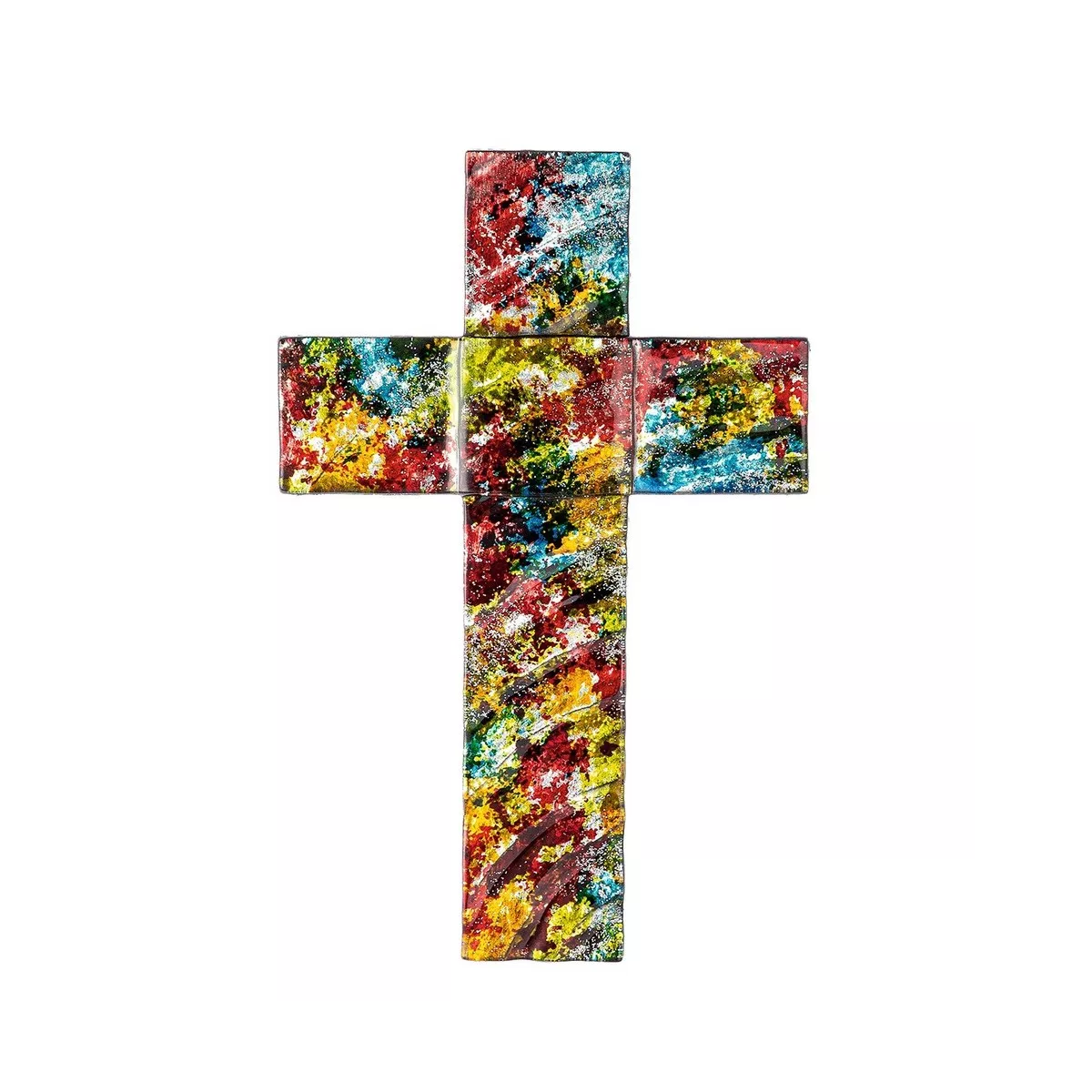 Croix Murale en pate de verre Coloré