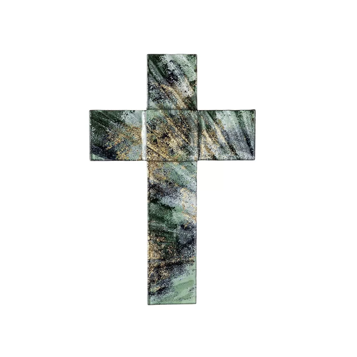 Croix Murale en pate de verre Gris