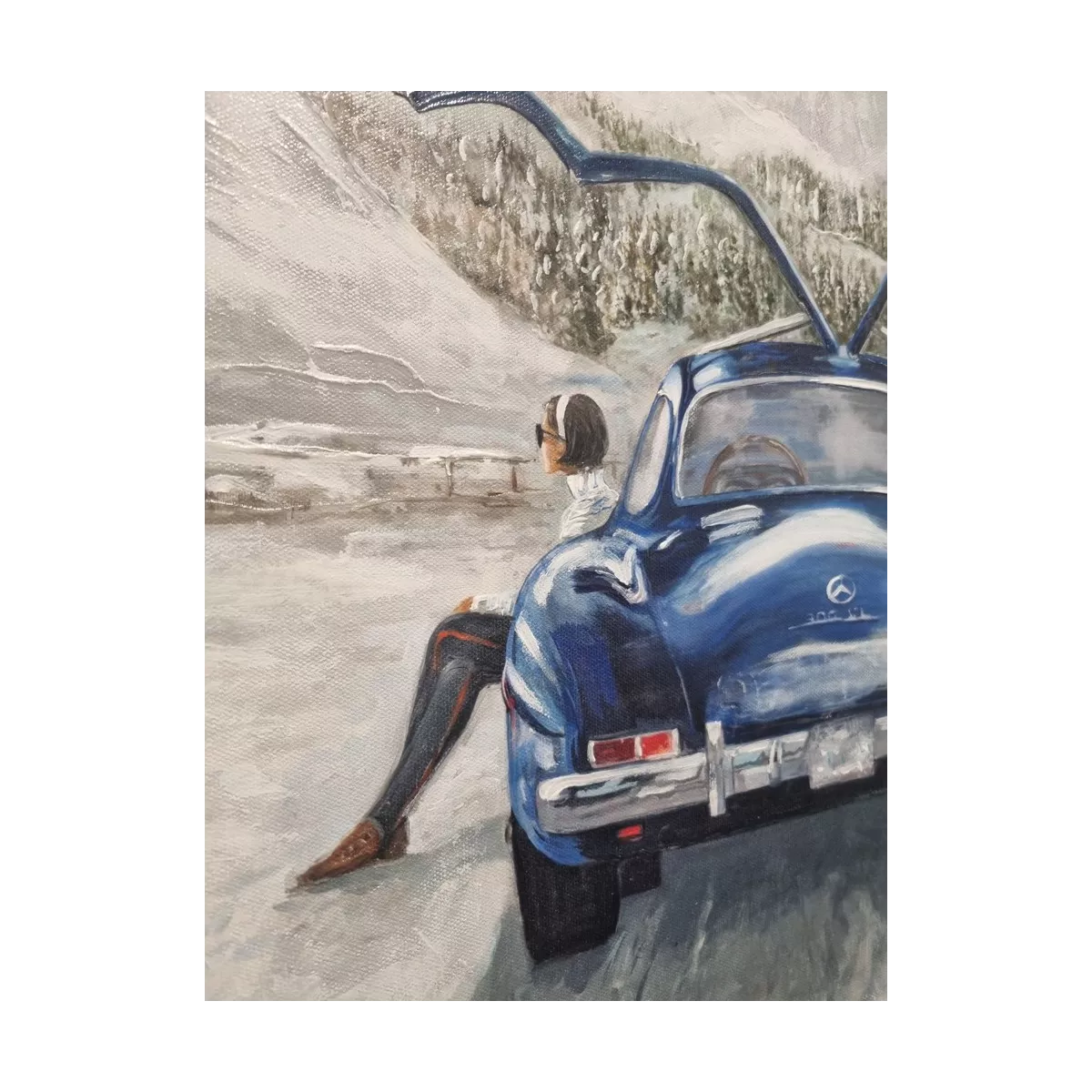 Tableau Skieuse avec Mercedes