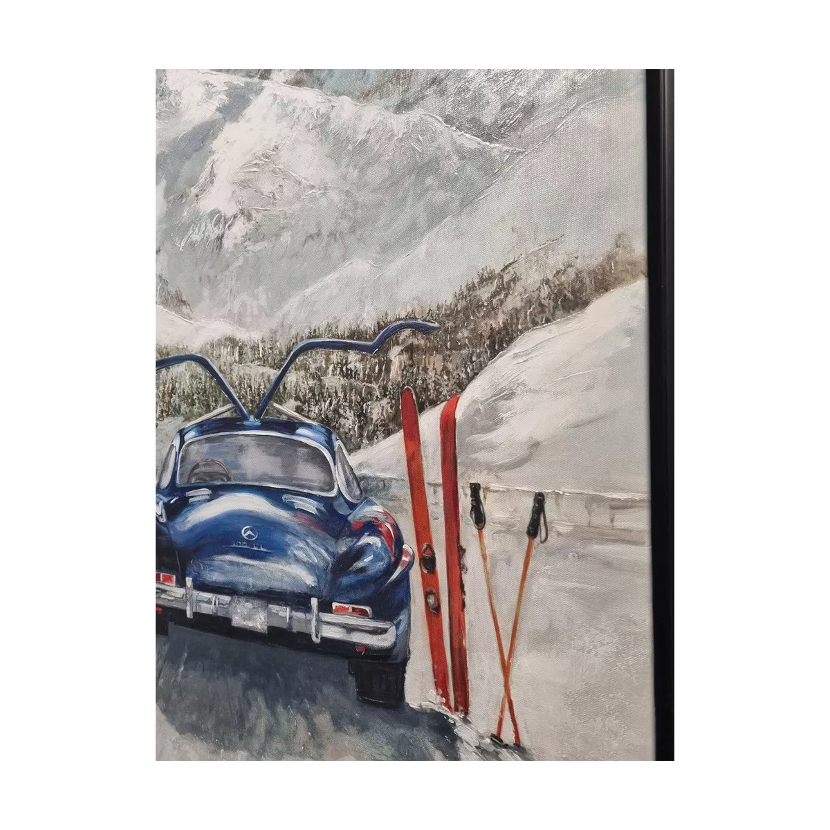 Tableau Skieuse avec Mercedes