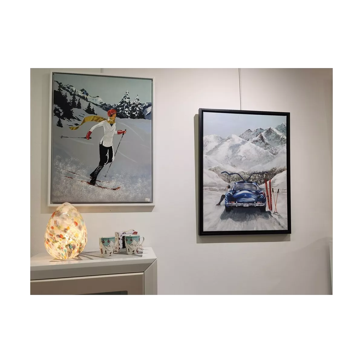 Tableau Skieuse avec Mercedes