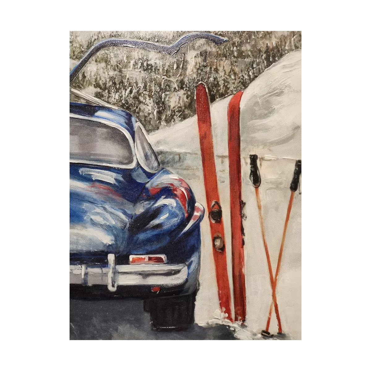 Tableau Skieuse avec Mercedes