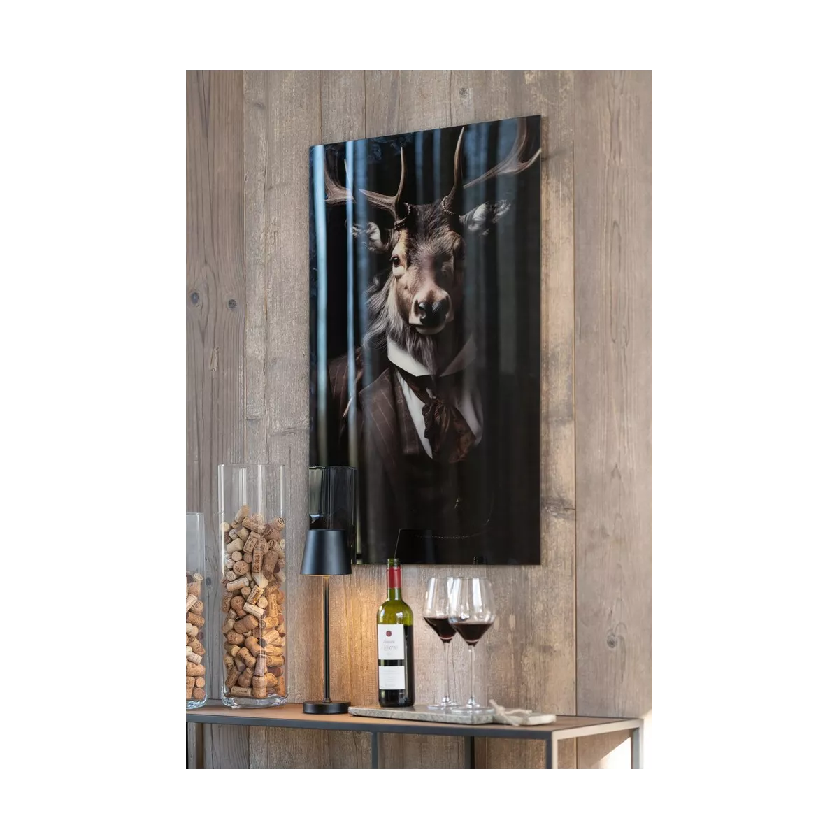 Tableau Cerf  Verre 60x90