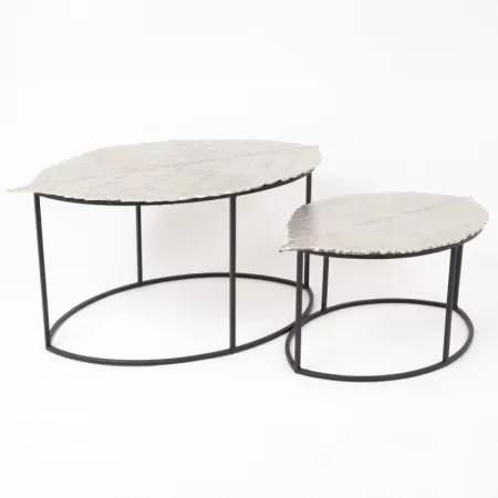Série de 2 Tables Aluminium Erable 96/73