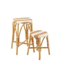 Tabouret Bistrot Jili Rotin Beige et Blanc